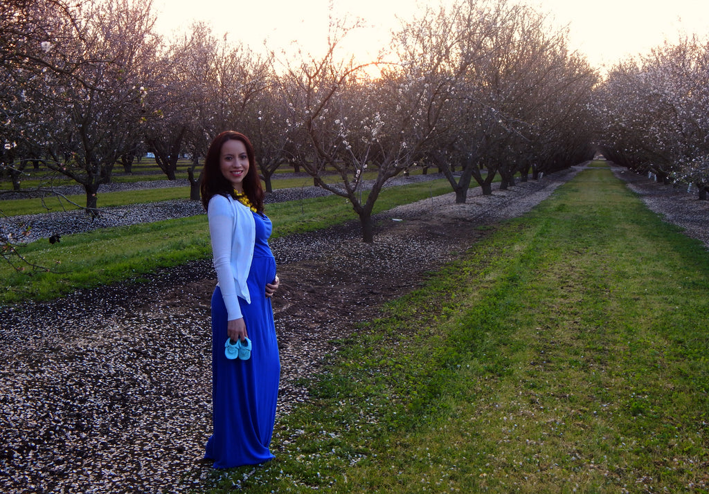 [MTHRSHIP: Pregnancy Q&A With Andrea Snow] - [Andrea Snow wearing a Blue Maternity Dress]