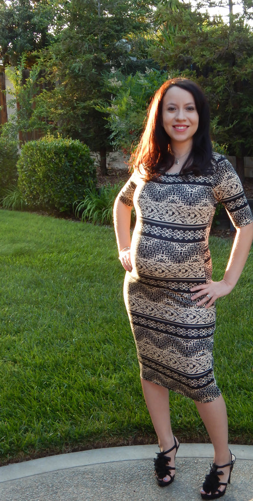 [MTHRSHIP: Pregnancy Q&A With Andrea Snow] - [Andrea Snow wearing a Printed Maternity Dress]