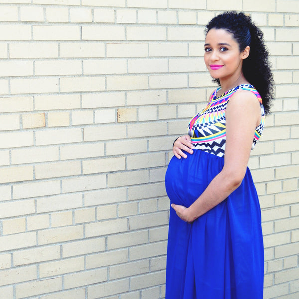 [Bump Style Approved: Pregnancy Q&A with Keila Leist] - [Keila Leist in Blue Maternity Dress]