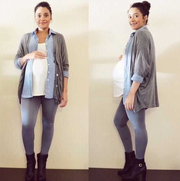 [Bump Style Approved: Pregnancy Q&A with Keila Leist] - [Keila Leist in Gray Maternity Longsleeves and Gray Maternity Leggings]