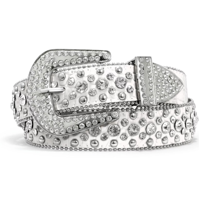 B.B. Simon Kish S White Lustrous Iced Silver Belt - Zunzle