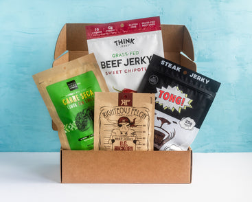 4 bags of beef jerky in craft jerky co mailer box