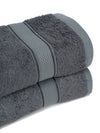 Cantabil Unisex Dark Grey Solid Set of 2 Hand Towel