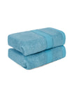 Cantabil Unisex Turquoise Blue Solid Set of 2 Hand Towel