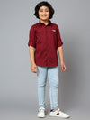 Canatbil Boy's Wine Solid Spread Collar Full Sleeve Shirt