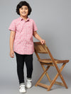 Canatbil Boy's Pink Printed Spread Collar Half Sleeve Shirt