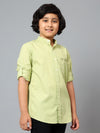 Canatbil Boy's Green Solid Mandarin Collar Full Sleeve Shirt