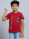 Cantabil Boy's Red Printed Round Neck T-shirt