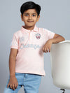 Cantabil Boy's Light Pink Printed Polo Neck T-shirt