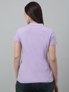 Cantabil Women's Lavender Solid Polo Neck Casual T-shirt For Summer
