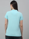 Cantabil Women's Aqua Solid Polo Neck Casual T-shirt For Summer