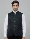 Cantabil Men's Green Self Design Party Wear Waistcoat