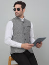 Cantabil Men's Black Self Design Party Wear Waistcoat