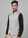 Cantabil Men's Grey Self Design Party Wear Waistcoat