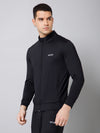 Cantabil Solid Full Sleeves Mock Collar Regular Fit Full Zipper Front Men Black Active Wear Jacket