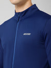 Cantabil Solid Full Sleeves Mock Collar Regular Fit Full Zipper Front Men Blue Active Wear Jacket