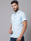 Cantabil Cotton Printed Sky Blue Half Sleeve Casual Shirt for Men with Pocket (7049026044043)