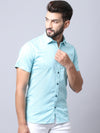 Cantabil Cotton Printed Blue Half Sleeve Casual Shirt for Men with Pocket (7004178317451)