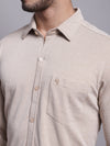 Cantabil Men Casual Beige Shirt (7143420395659)