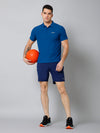 Cantabil Men Solid Above Knee Regular Fit Active Wear Blue Shorts