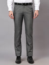 Cantabil Men's Grey Non Pleated Checkered Formal Trouser