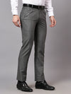 Cantabil Men's Grey Non Pleated Checkered Formal Trouser