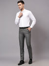 Cantabil Men's Grey Non Pleated Checkered Formal Trouser