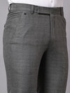 Cantabil Men's Grey Non Pleated Checkered Formal Trouser