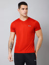 Cantabil Regular Fit Solid V Neck Half Sleeve Red Active Wear T-Shirt for Men