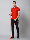 Cantabil Regular Fit Solid V Neck Half Sleeve Red Active Wear T-Shirt for Men