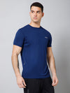 Cantabil Regular Fit Solid Round Neck Half Sleeve Blue Active Wear T-Shirt for Men