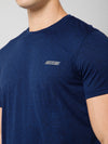 Cantabil Regular Fit Solid Round Neck Half Sleeve Blue Active Wear T-Shirt for Men