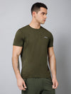 Cantabil Regular Fit Solid Round Neck Half Sleeve Olive Active Wear T-Shirt for Men