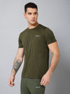 Cantabil Regular Fit Solid Round Neck Half Sleeve Olive Active Wear T-Shirt for Men