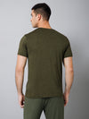 Cantabil Regular Fit Solid Round Neck Half Sleeve Olive Active Wear T-Shirt for Men