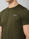 Cantabil Regular Fit Solid Round Neck Half Sleeve Olive Active Wear T-Shirt for Men