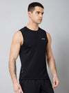 Cantabil Regular Fit Solid Round Neck Sleeveless Black Active Wear T-Shirt for Men