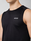 Cantabil Regular Fit Solid Round Neck Sleeveless Black Active Wear T-Shirt for Men