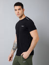 Cantabil Regular Fit Solid Round Neck Half Sleeve Black Active Wear T-Shirt for Men