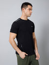 Cantabil Regular Fit Solid Round Neck Half Sleeve Black Active Wear T-Shirt for Men