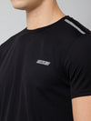 Cantabil Regular Fit Solid Round Neck Half Sleeve Black Active Wear T-Shirt for Men