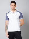 Cantabil Regular Fit Solid Polo Neck Half Sleeve White Active Wear T-Shirt for Men