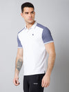 Cantabil Regular Fit Solid Polo Neck Half Sleeve White Active Wear T-Shirt for Men