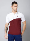 Cantabil Regular Fit Colorblock Polo Neck Half Sleeve Maroon Active Wear T-Shirt for Men