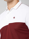 Cantabil Regular Fit Colorblock Polo Neck Half Sleeve Maroon Active Wear T-Shirt for Men