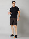 Cantabil Regular Fit Solid Polo Neck Half Sleeve Black Active Wear T-Shirt for Men