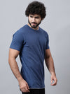 Cantabil Men's Blue Solid Round Neck T-shirt