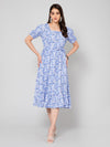 Cantabil Women Blue Print Dress (7055703834763)