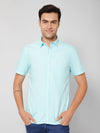 Cantabil Men Cotton Solid Turquoise Half Sleeve Casual Shirt for Men with Pocket (7112554610827)