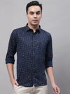 Cantabil Men Cotton Printed Navy Blue Full Sleeve Casual Shirt for Men with Pocket (7092834795659)